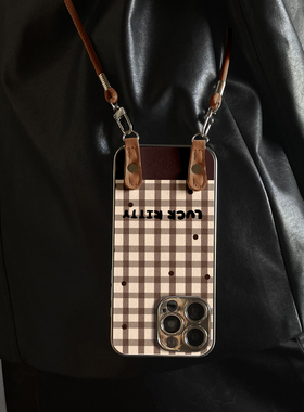 适用于OPPOReno15Pro手机壳方格波点新款带挂绳FINDx8s/x7ultra全包x6/5防摔硅胶7/8/9女10/11pro十12套13/14