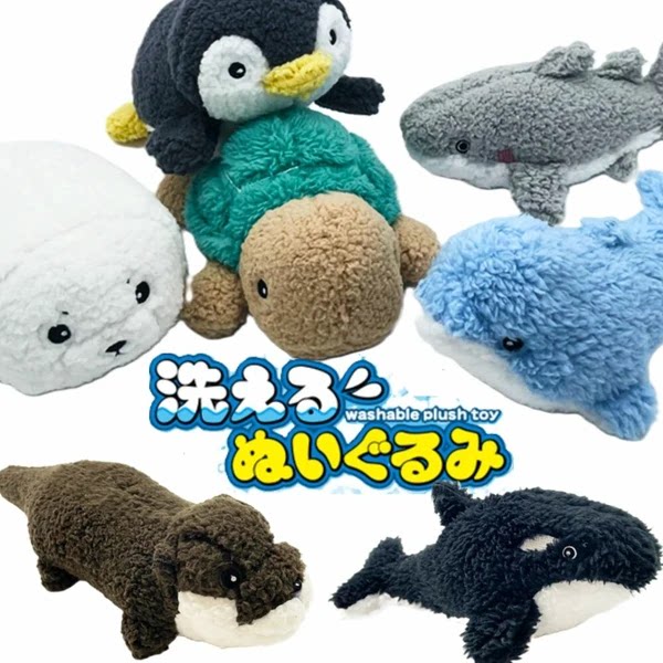 日本进口オレンジ水族馆 海獭企鹅海豚 毛绒玩偶 可水洗挂件 玩具