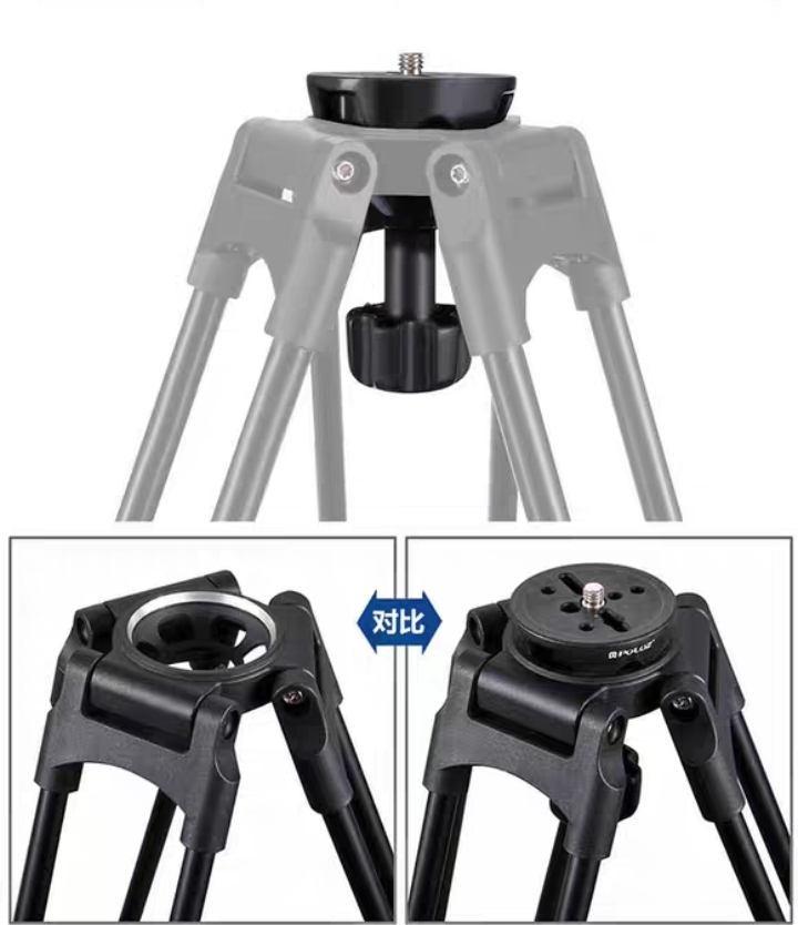 三脚架滑轨碗口转平底转接器通用云台平口转碗口75 100MM碗口转接