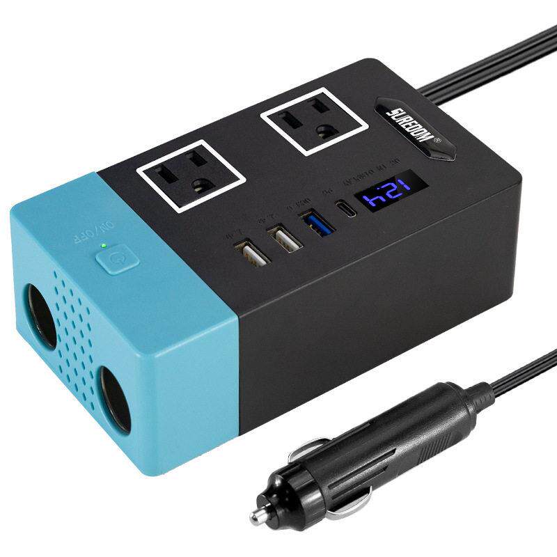 厂家直销200W车载逆变器 多功能排插逆变器 12V转110V美规跨境