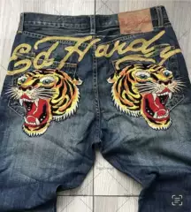 New Style Tiger Print Pattern Jeans for Men, Slim Straight Long Pants, Versatile Casual Trendy Jeans for Men