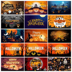 Halloween background fabric decoratio pumpkins flags banners