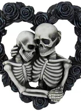 Halloween decoration Gothic Skeleton Couple Doorplate Rose S