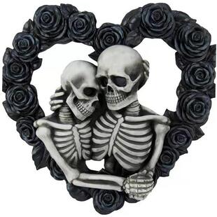 Halloween decoration Gothic Skeleton Couple Doorplate Rose S