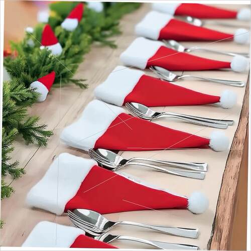 Christmas mini Santa hat new velvet hat cutlery cover