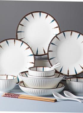 18pcs Set bowls plates ceramic tableware kitchen snack spoon