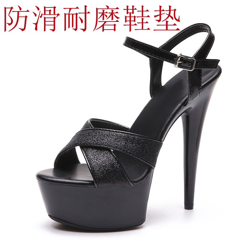 15厘米超高跟细跟大码防水台走秀舞台演出防滑耐磨鞋垫钢管舞女鞋
