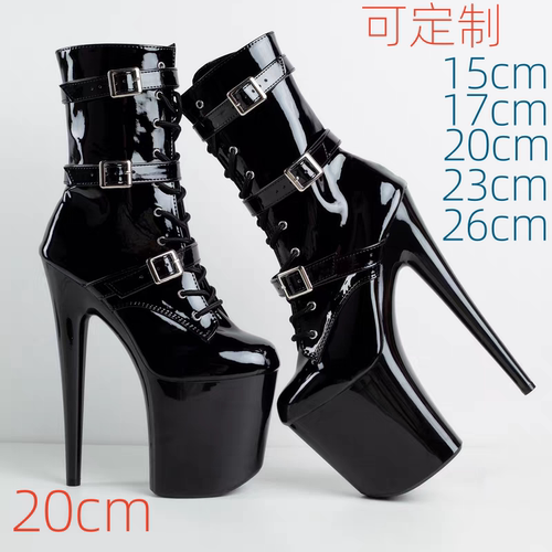欧美短靴细跟恨天高性感车模走秀