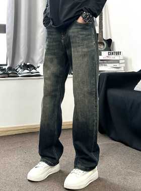 CGG春夏季新款潮流弹力牛仔裤高街百搭显瘦复古小直筒窄版阔腿男