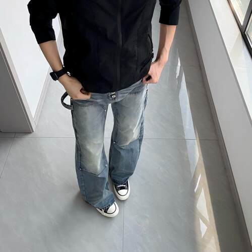 美式牛仔裤男水洗蓝牛仔裤