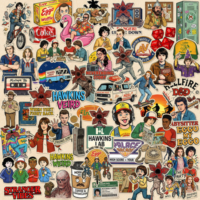 StrangerThings复古防水贴纸