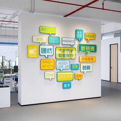 办公室励志墙贴标语墙面装饰布置3d立体亚克力公司企业团队文化墙