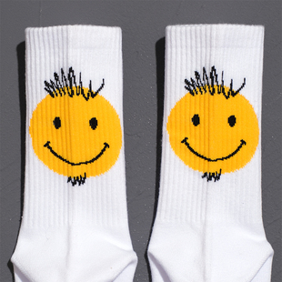 SOX&CO.xBUTTGooDS原创女生胡子笑脸健身运动袜中筒棉袜子四季 款
