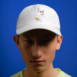 SOX&CO.原创网球发球图案胶章速干夏运动白色鸭舌帽棒球网球帽子