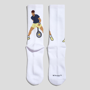 SOX&CO.原创阿尔卡拉斯网球中筒袜网球新疆棉莱卡男运动袜毛巾底