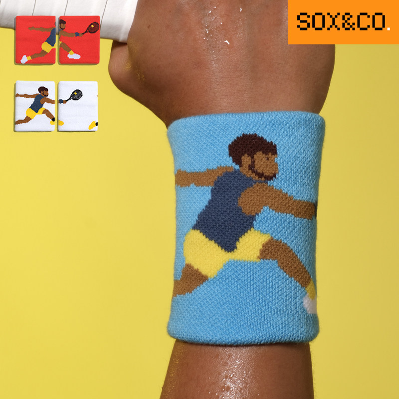 SOX&CO.原创NeverGiveUp刺绣淘米姐阿尔卡拉斯棉红色网球护腕加厚