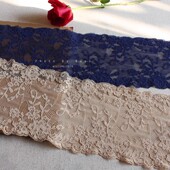 diy衣袖 藏蓝深肤弹力蕾丝花边装 饰辅料 裙摆边加长蕾丝材料宽16CM