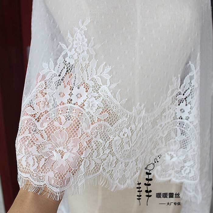 法单 水玉点点睫毛蕾丝花边 婚纱礼服装布料辅料宽度55CM