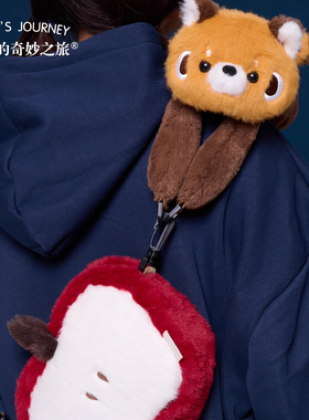 露娜的奇妙之旅小熊猫苹果趴肩斜挎包包lolita可爱毛绒玩偶背包JK