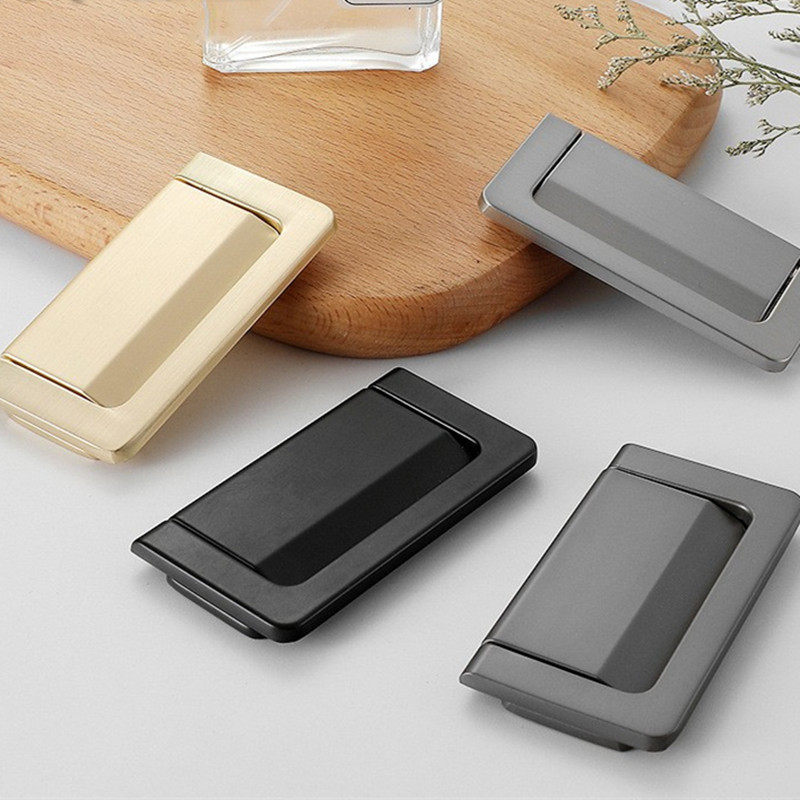 移门抽屉床头柜黑色暗扣平拉手榻榻米隐形明孔装简约明打孔暗拉手