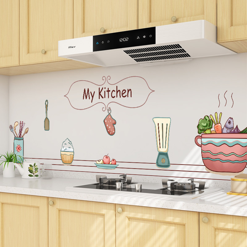 加厚厨房防油烟贴纸墙贴透明防水防火阻燃防污耐高温墙面自粘墙纸
