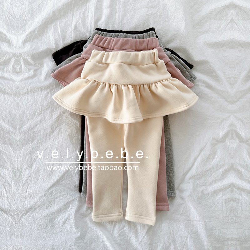 加绒【秋冬】peach正品韩国童装儿童裙裤打底裤裤子宝宝长裤保暖