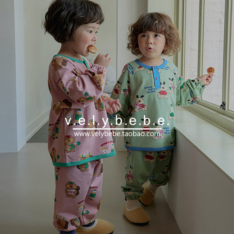 【春秋】cordi-i正品韩国童装儿童家居服宝宝睡衣套装宽松A类面料