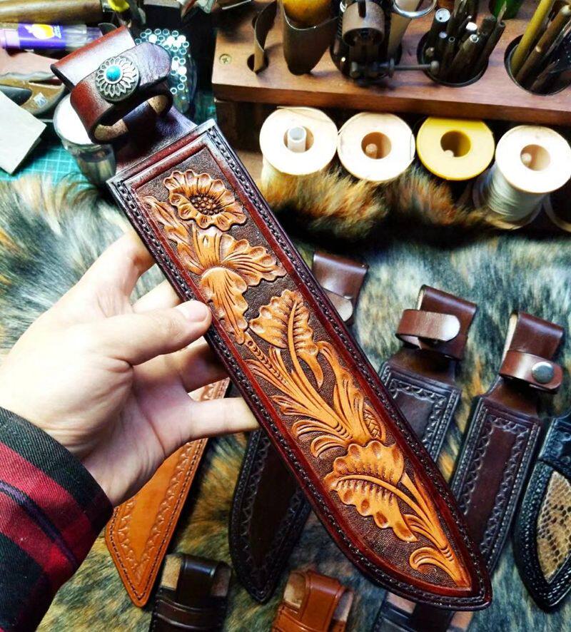 刀套刀鞘定做厨师刀皮护套牛皮户外水果刀真皮刀裤尼泊尔狗腿博伊_虎窝淘