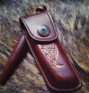 定制折刀刀套 刀鞘 瑞士军刀 巴克 皮套折叠刀包保护套牛皮工作者