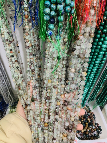 天然绿幽灵圆珠散珠半成品长串DIY饰品配件4-10mm可穿手链