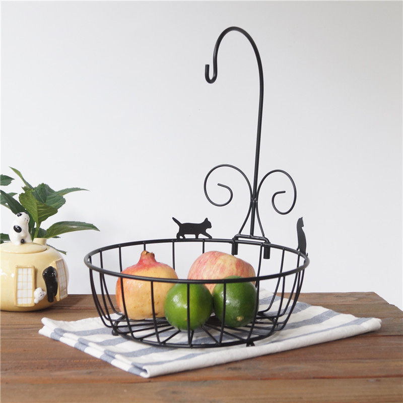 树下盒 日式杂货创意猫咪姿态铁艺水果篮 客厅零食收纳金属果盆