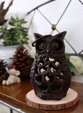 树下盒日式风杂货猫头鹰金属烛台