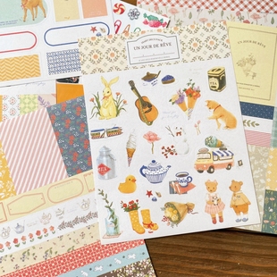 树下盒 9张入 可爱小动物系列手账DIY种类装饰贴纸 多用途标记贴