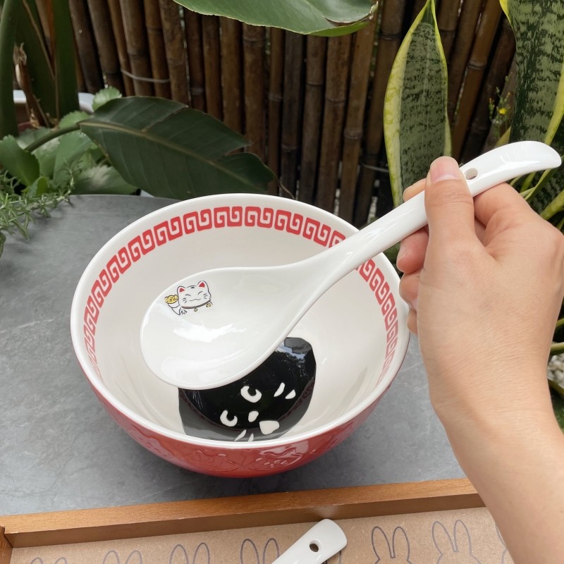 树下盒 招财猫陶瓷勺子拉面汤勺日式笑眯眯福气小猫调羹甜品小勺,餐饮具,叉/勺/筷套装,淘宝优惠券,粉丝福利购,淘宝优惠卷