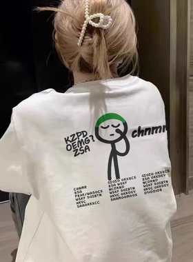 白色短袖t恤女纯棉2025新款爆款夏季正肩设计感美式半袖宽松上衣