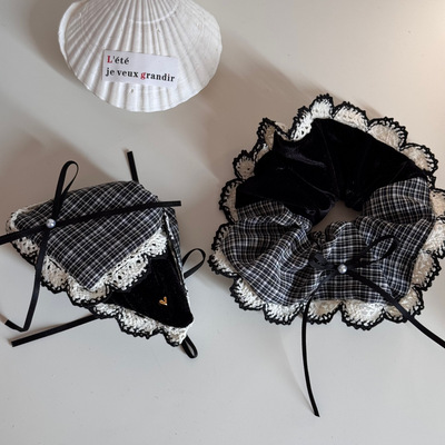 韩系拼色三角抓夹高级感丝带蝴蝶结发夹女后脑勺时尚百搭发抓发饰