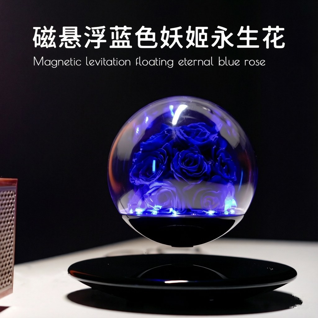 情人节礼物磁悬浮蓝色妖姬玫瑰花