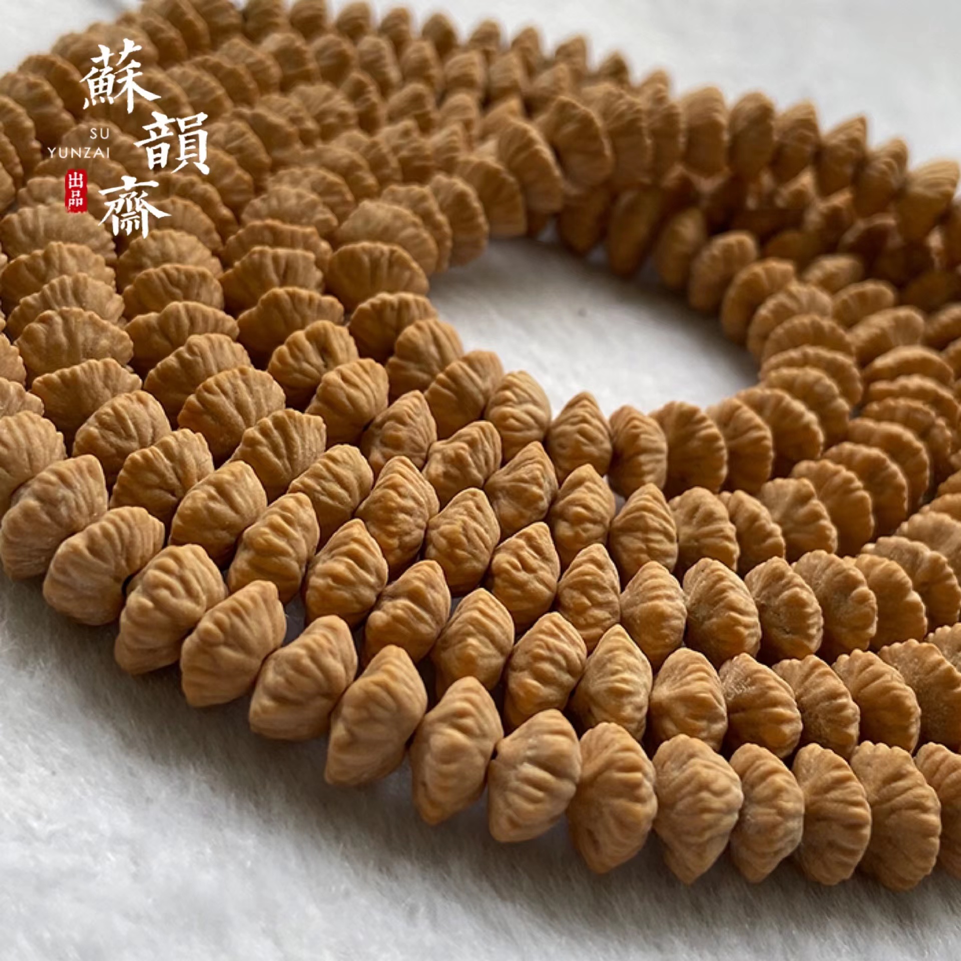 金叶莲花菩提籽佛珠项链配饰男女款精品文玩念珠手串九华山金钱子