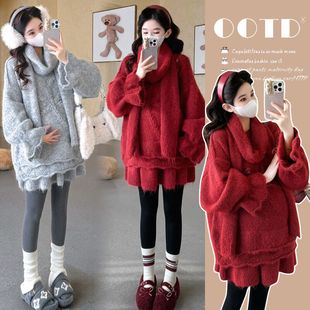 套装 秋季 新款 毛衣宽松外穿上衣 两件套 实拍现现 短裤 2025孕妇装