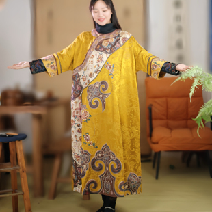 千椿物喜2026春季新款国风连衣裙女新中式民族风刺绣长裙宽松袍