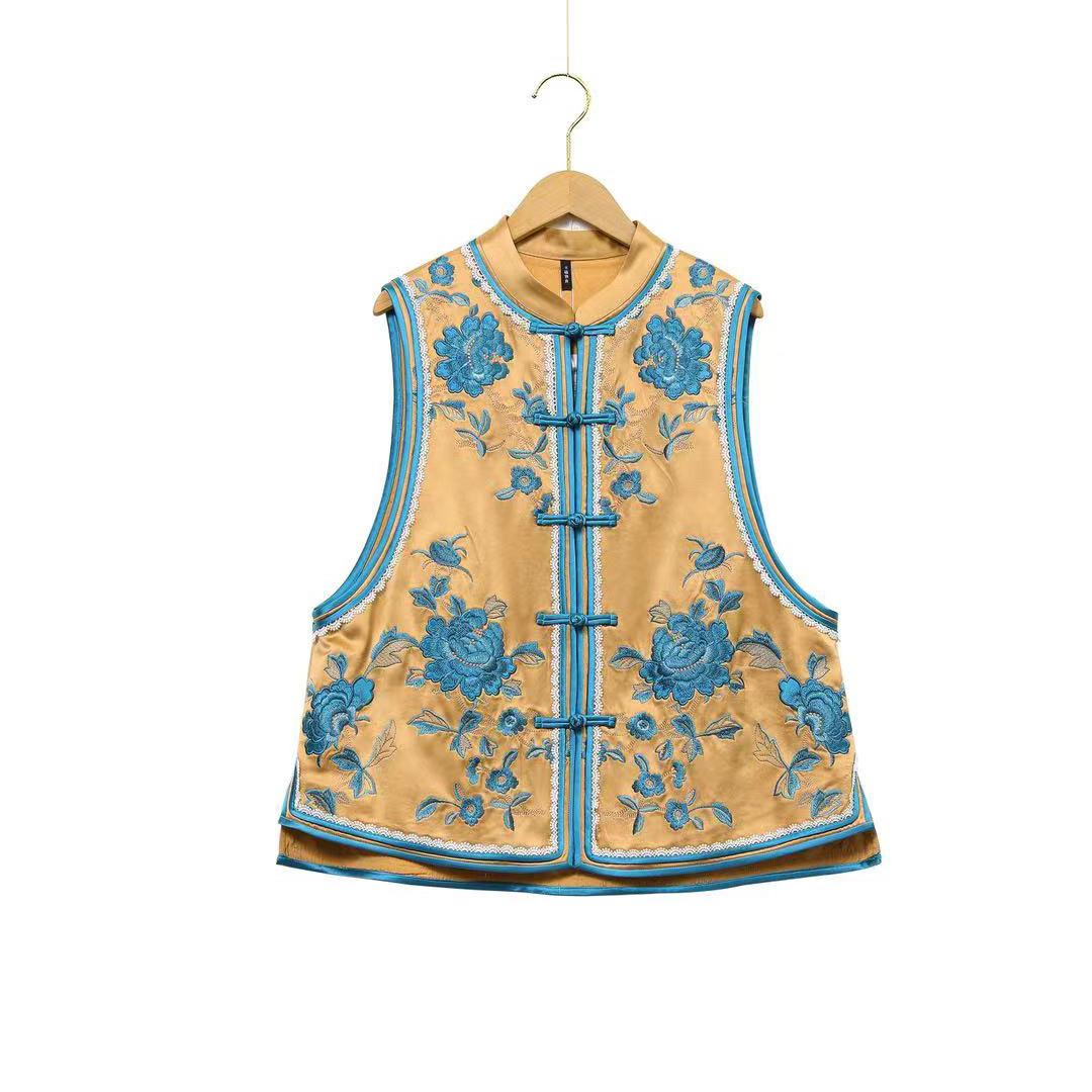 原创设计新中式国风盘扣刺绣无袖坎肩背心马甲女秋冬季2025新款,女装/女士精品,马夹,淘宝优惠券,粉丝福利购,淘宝优惠卷