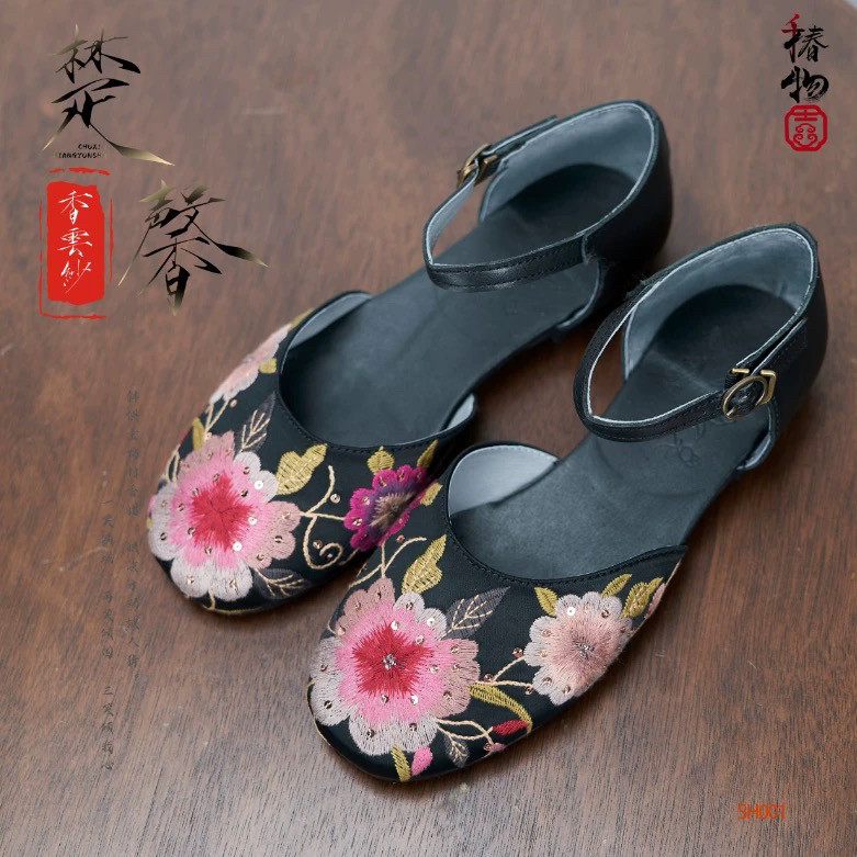 楚馨千椿物喜2424年新款刺绣花鞋古风舒适布鞋平底春秋休闲软底单
