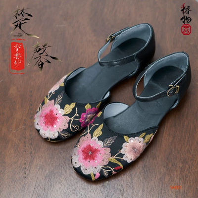 楚馨千椿物喜2424年新款刺绣花鞋古风舒适布鞋平底春秋休闲软底单