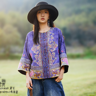 春夏新款千椿物喜新中式刺绣外套女中国风薄款重工绣花设计师春装