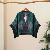 新款 人丝披肩短外套女重工刺绣斗篷上衣女单层春秋季 外穿宽松上衣