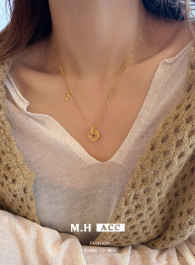 金店同款财源滚滚铜钱项链女ins设计感精致轻奢时尚锁骨链配饰品