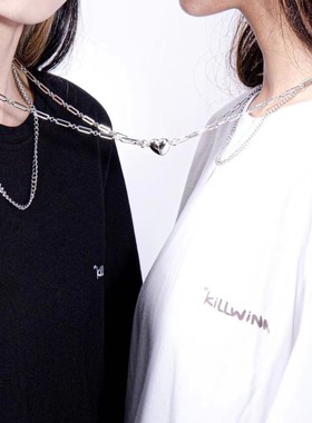 跨境韩版多层盒子十字链钛钢不锈钢项链轻奢简约时尚男女毛衣链