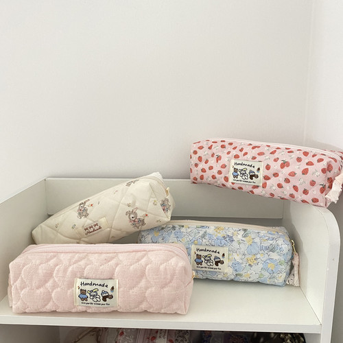doll shop自制韩系ins风绗棉笔袋少女心学生笔袋桌面收纳包文具