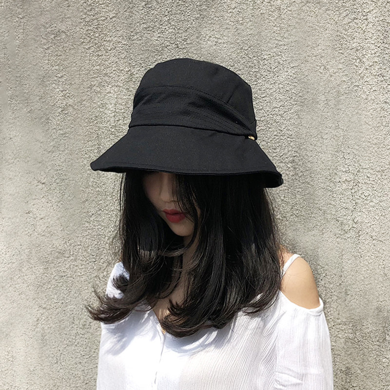 3网红渔夫帽女春夏韩版百搭防晒遮阳帽子日系黑色太阳帽夏季盆帽潮