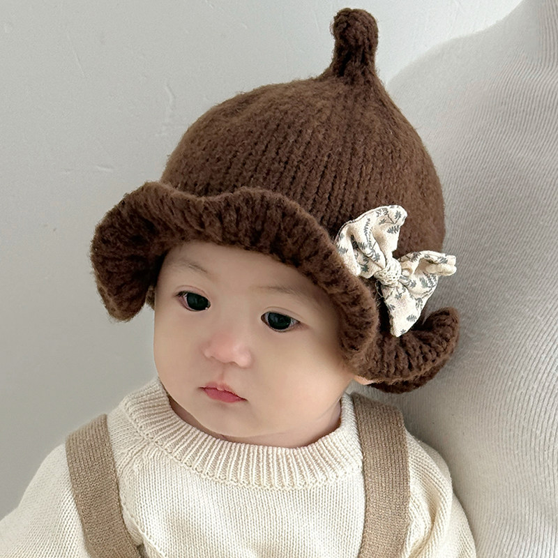 男女儿童可爱卡通针织毛线尖顶帽